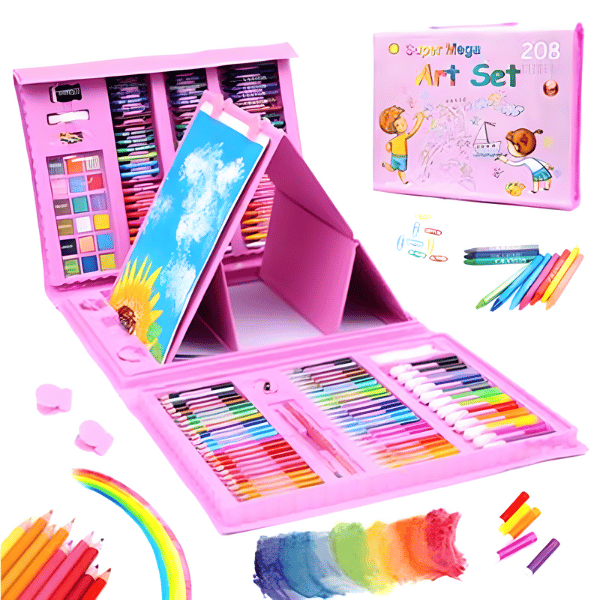 RLS 208pc Deluxe Quality Portable Pink Or Blue Colouring Art Set
