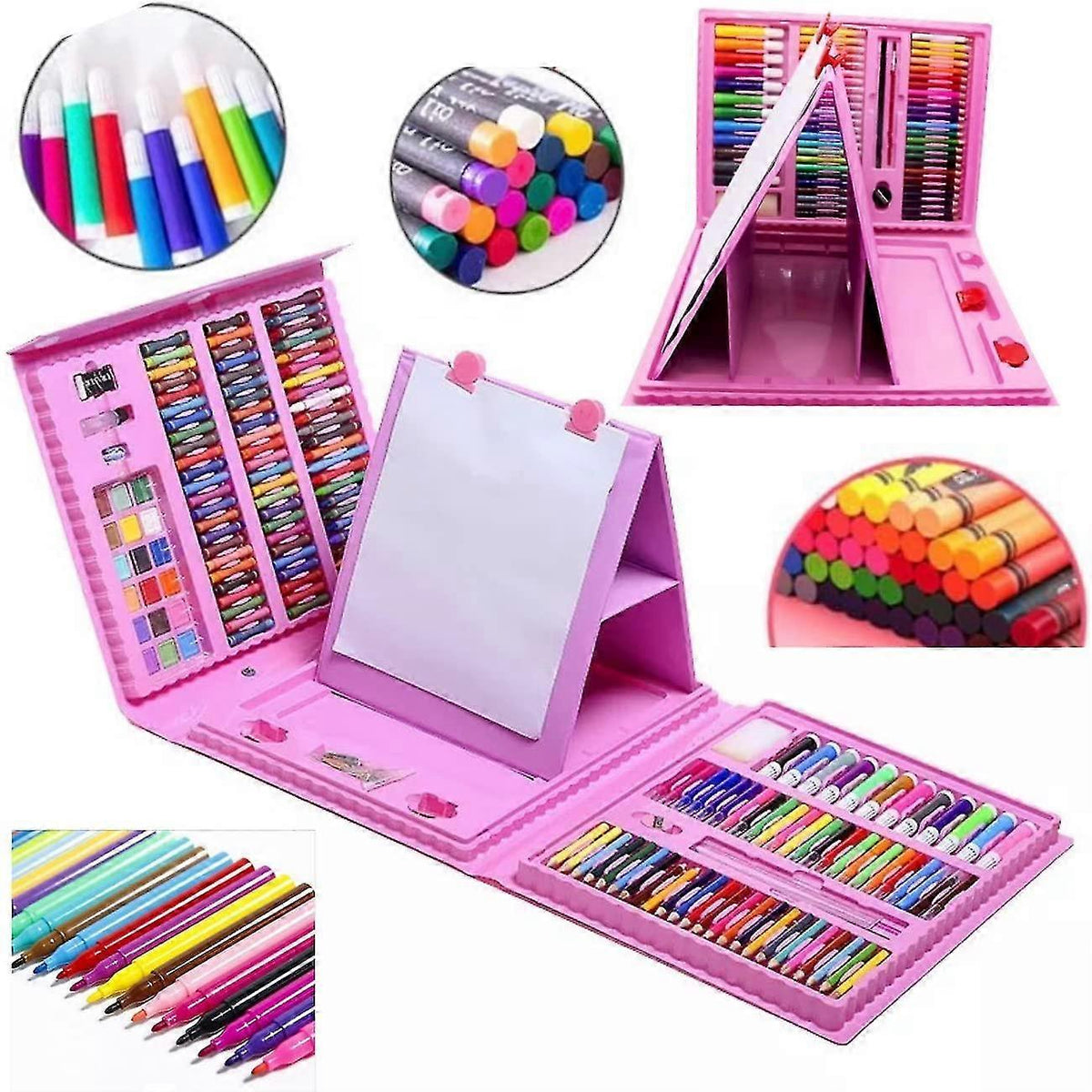 RLS 208pc Deluxe Quality Portable Pink Or Blue Colouring Art Set