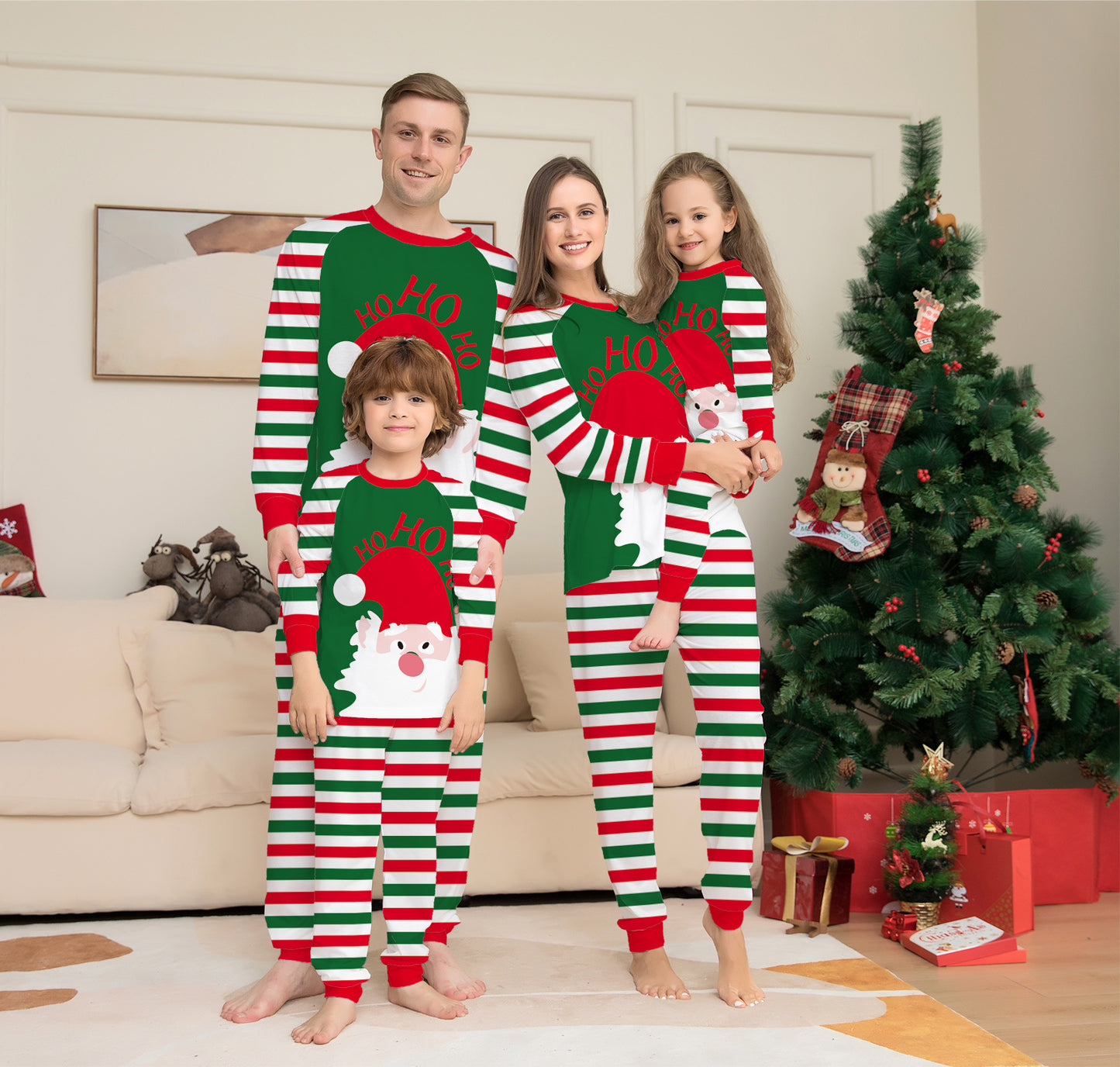Merry Christmas New Year’s Clothes 5piece Family with dog PJ