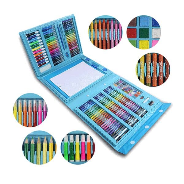 RLS 208pc Deluxe Quality Portable Pink Or Blue Colouring Art Set