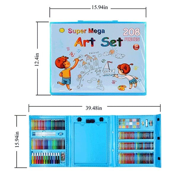 RLS 208pc Deluxe Quality Portable Pink Or Blue Colouring Art Set