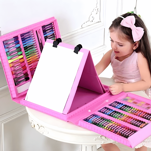 RLS 208pc Deluxe Quality Portable Pink Or Blue Colouring Art Set