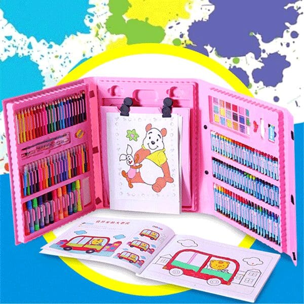 RLS 208pc Deluxe Quality Portable Pink Or Blue Colouring Art Set