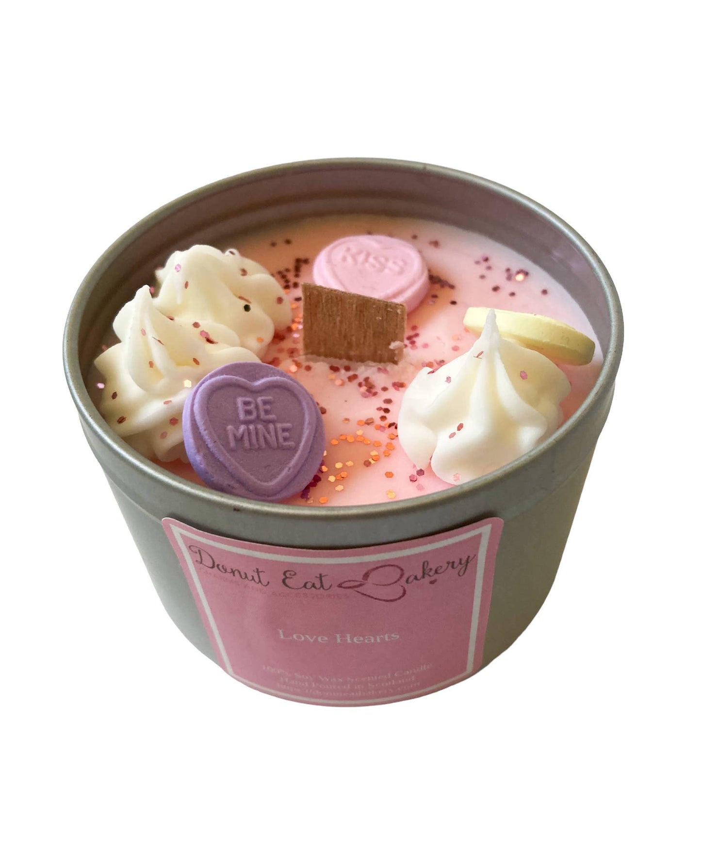 Love Hearts Scented Wood Wick Candle