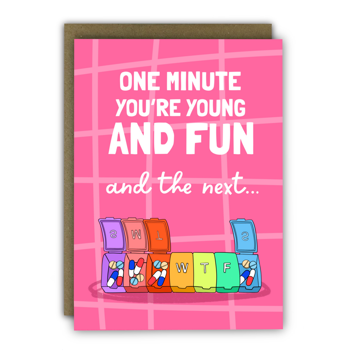 Funny Birthday Card “WTF” Pill Organiser