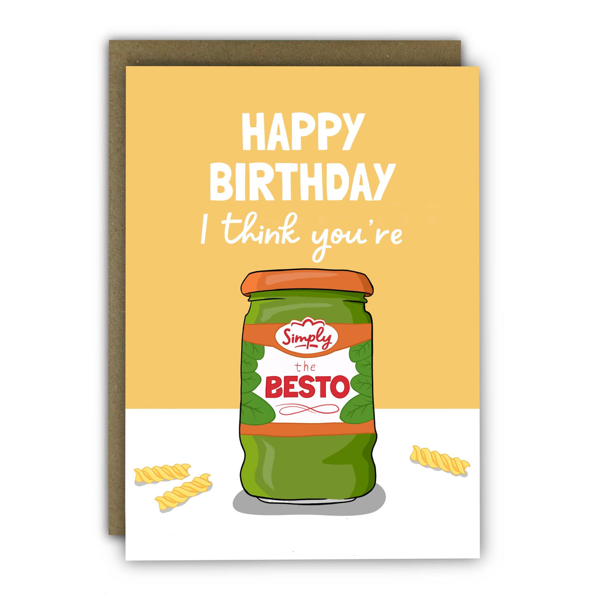 Funny Birthday Card “Simply The Besto” Pesto Pun Pasta Card