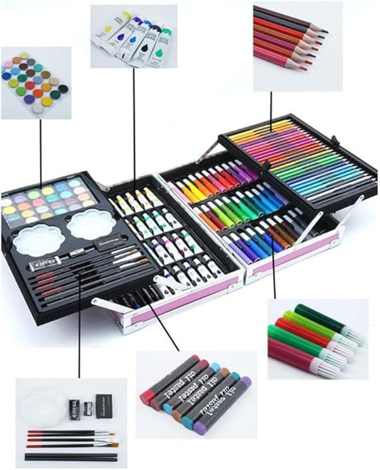 145 Piece Art Painting Sets, Art Supplies, Deluxe Art Set Crafts Drawing Painting Kit whit Handle and lock, Stationery Set Gift of Kid Girl Boy