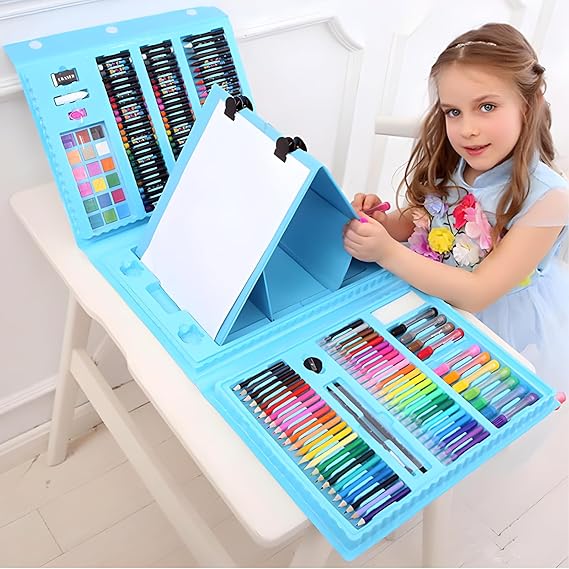 RLS 208pc Deluxe Quality Portable Pink Or Blue Colouring Art Set