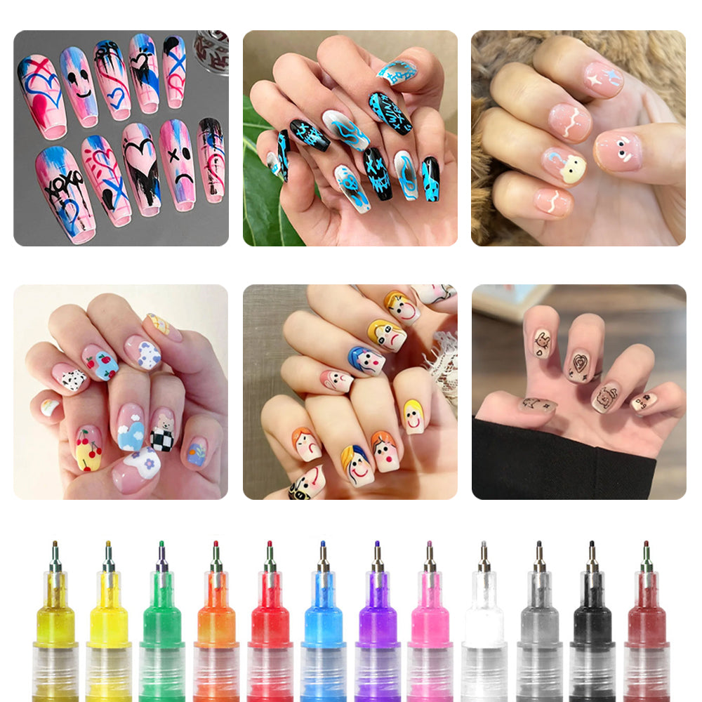 GP Acrylic 12-Color Temporary Waterproof Nail Painting & Beauty Tattoo Marker Pen Set