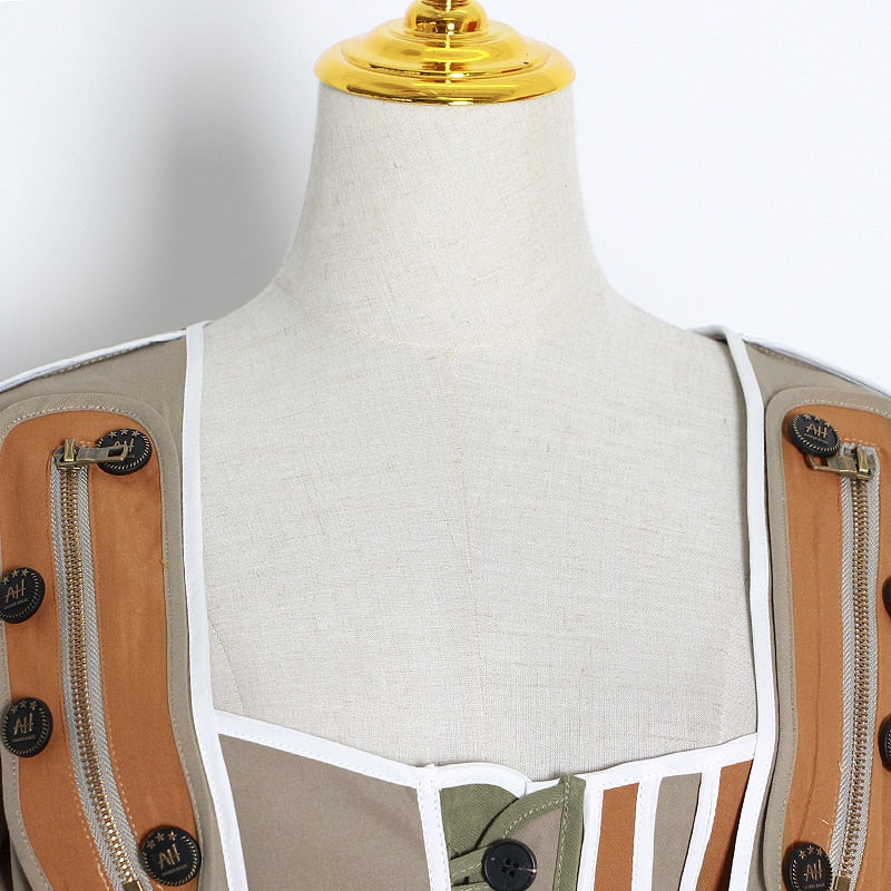 Women's Patchwork Corset Army Jacket