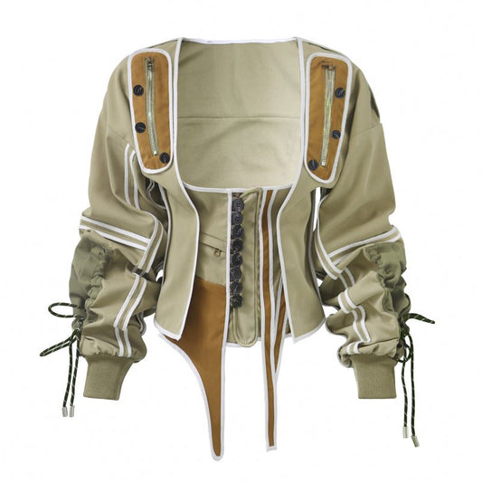 Women's Patchwork Corset Army Jacket