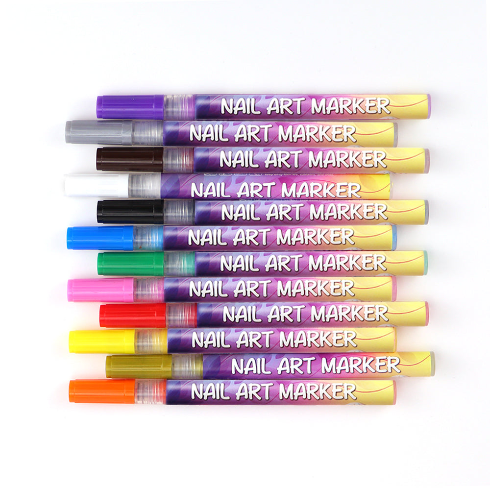 GP Acrylic 12-Color Temporary Waterproof Nail Painting & Beauty Tattoo Marker Pen Set