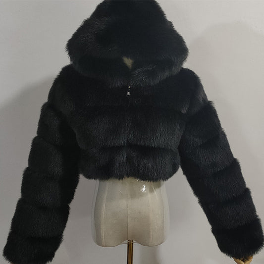 Women's High-Waist Faux Fur Jacket