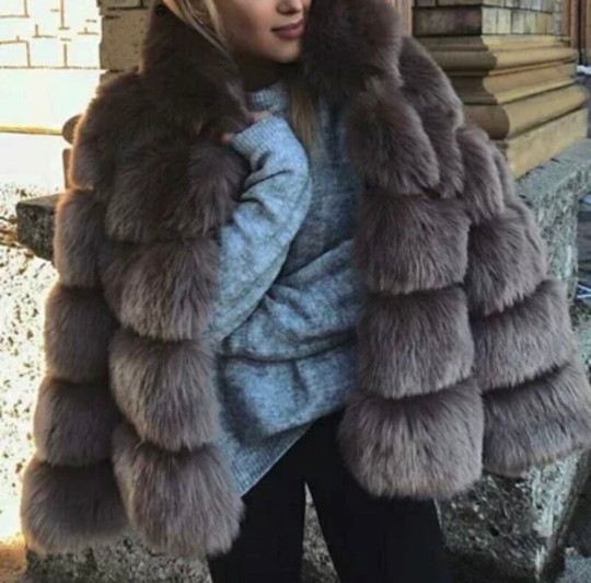 Women's Thick Faux Fur Hooded Coat