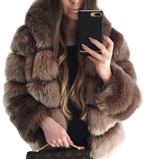 Women's Thick Faux Fur Hooded Coat