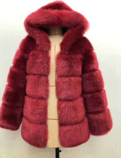 Women's Thick Faux Fur Hooded Coat
