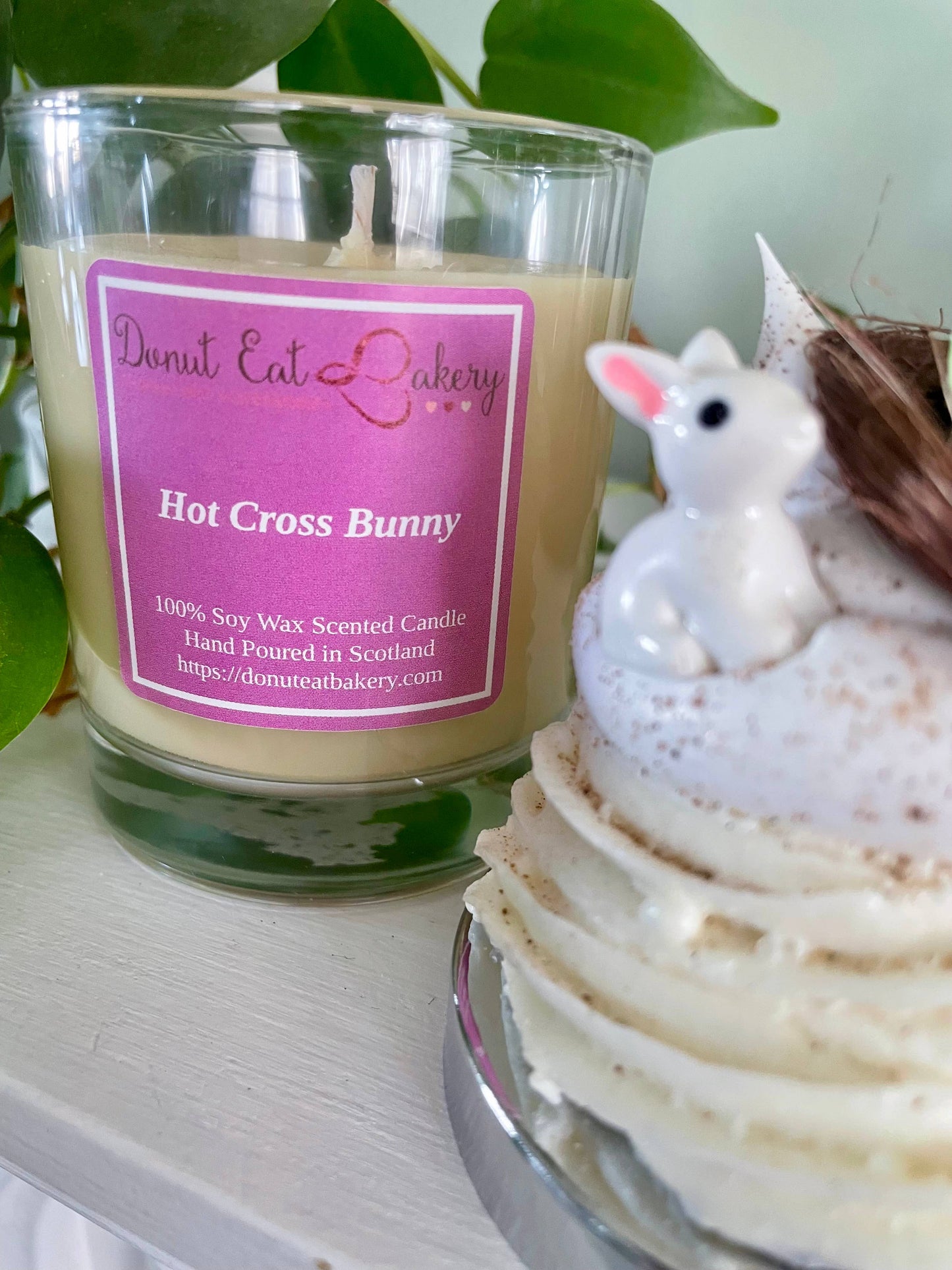 Hot Cross Bunny Cupcake Candle 