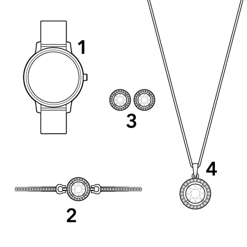 4-Piece Crystal Watch & Jewelry Set for Women
